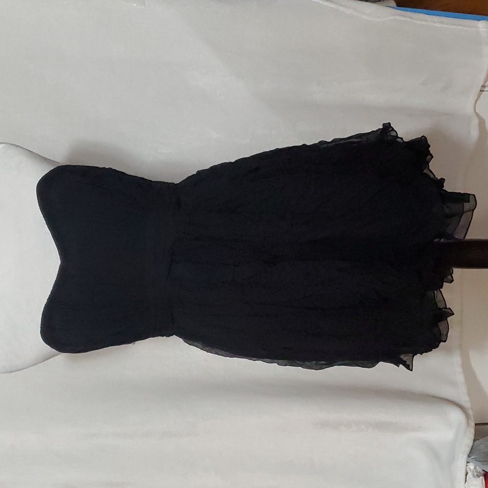 NWT ADAM LIPPES Black Silk Strapless Evening Festive Cocktail Dress Size 8